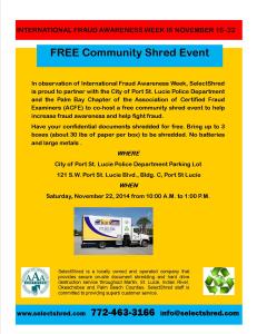 INFORMATION ON FREE COMMUNITY SHRED EVENT IN PORT ST LUCIE